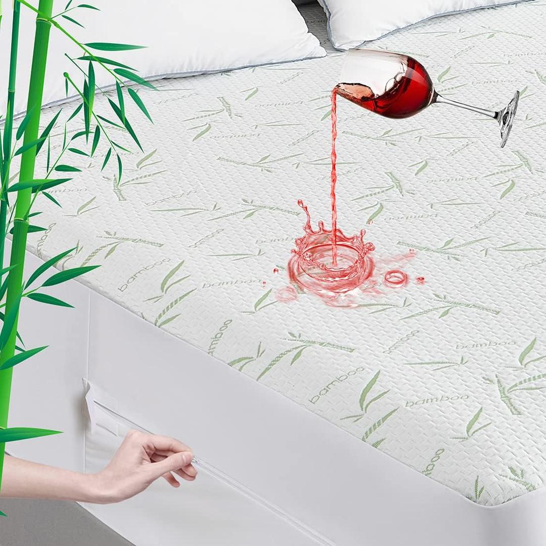 Parkdeny Twin Mattress Encasement, Waterproof Rayon from Bamboo, 3D Air Fabric, Breathable Cooling Cover, 5-13 inch Deep