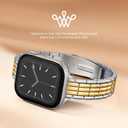 Wearlizer Slim Metal Band Compatible with Apple Watch Bands for Women 40/38/41/42/44/45/46/49mm, Dressy Stainless Steel Strap Gold Silver Bracelet for iWatch Series 11 10 9 8 7 6 5 4 SE/Ultra 3 2 1