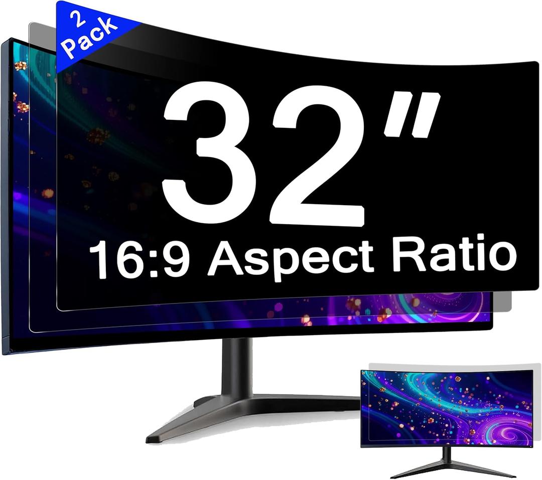[2 Pack] 32 Inch Computer Privacy Screen for 16:9 Aspect Ratio Widescreen Monitor, Eye Protection Anti Glare Blue Light Computer Monitor Privacy Filter, Removable Anti-Scratch 32in Protector Film
