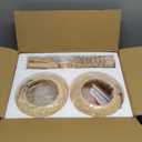 Bamboo Battery Operated Wall Sconces Set of 2, Rechargeable Rattan Cordless Battery Powered Wall Lights/Lamps with Remote, Woven Boho Wireless Decor Lighting Fixture for Living Room Bedroom (Wood)