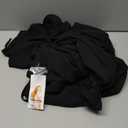 PRETTYGARDEN Women's 2025 Spring Fall Midi Dress Casual Long Sleeve V Neck Swiss Dot Pleated A Line Flowy Dresses (Black, Large)