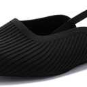 Slingback Flats for Women Pointed Toe Flats Breathable Knit Comfortable Dressy Casual for Work Office Ballet Flats (8.5, Black)