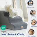 GoGoBunny Waterproof High Density Foam Curved Dog Stairs for High Beds Couches 19.7" H, 4-Step Ramp Dog Steps Friendly to Small Medium Dogs or Pets Joints, Non-Slip Balanced Durable Pet Step, Grey