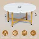 Coffee Table, 23.6" Small Coffee Tables, Gray Round Coffee Tables for Living Room, Floor Table for Sitting on The Floor, Center Coffee Table with Metal Frame for Office Apartment Home, Gold