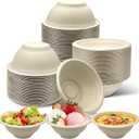 150 Pack Small Heavy-Duty Disposable Compostable Bowls, Natural Bagasse, 8 oz for Sample, Snack, Ice Cream, Salad, Soup, Dessert, Condiment, Sauce