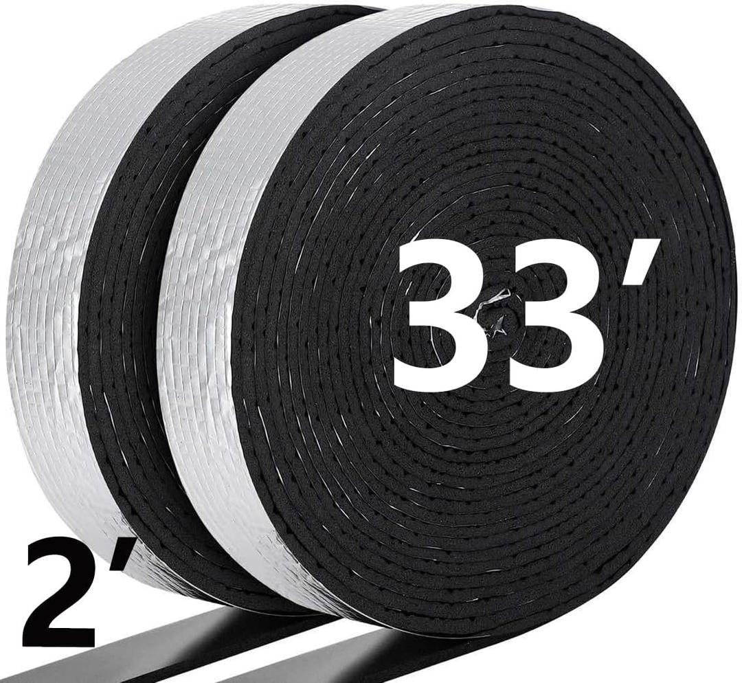 Pipe Insulation Wrap 2" Wide X 33 Ft Water Pipe Foam Insulation Tape Self Adhesive Aluminum Foil Insulation Wrap for Outdoor Winter Cold Hot Water Pipes (1Pcs)