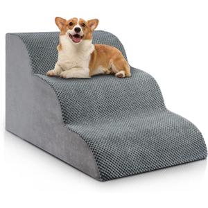 Chic Threads Dog Stairs for Small Dogs, 3-Step Dog Stairs for High Beds and Couch, Pet Steps for Small Dogs and Cats, Non-Slip Stable Indoor Dog Steps