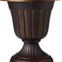 Arcadia Garden Products Small 10x12” Classic Traditional Plastic Urn Planter, Indoor/Outdoor Garden Plant Pot Garden Décor, Brushed Copper