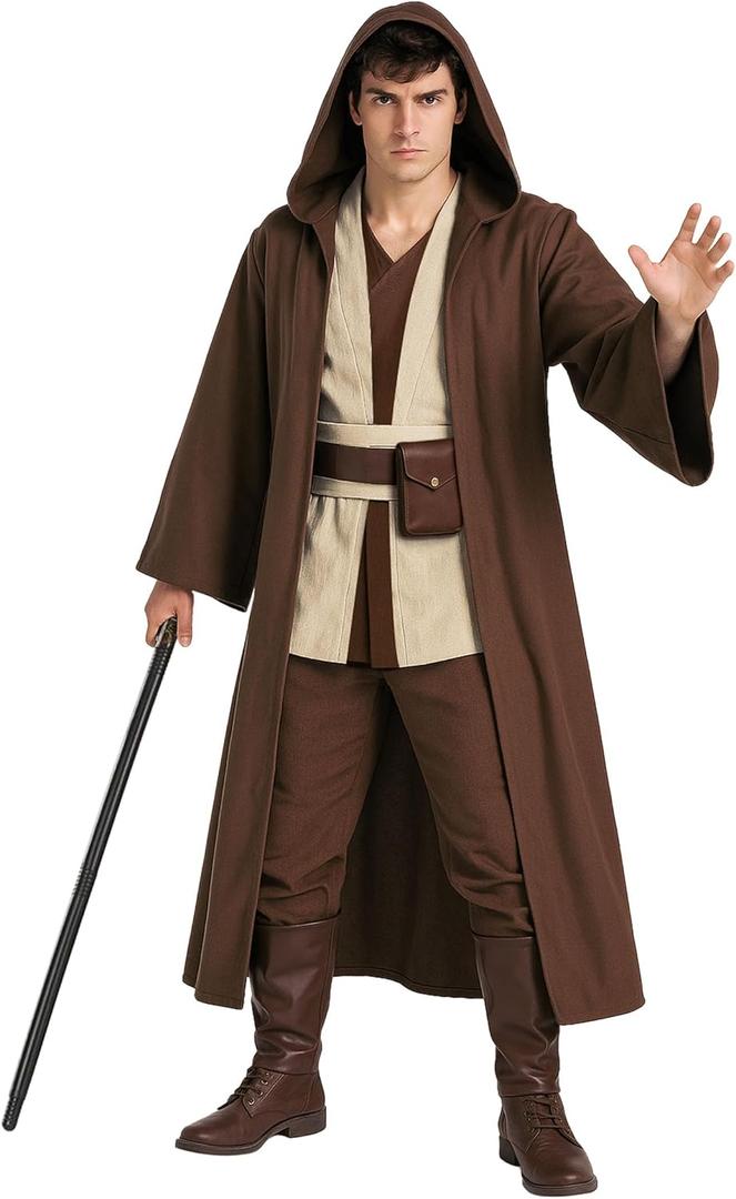 Morph Star Fantasy Hooded Robe Costume For Men, Space Cosplay Tunic Cloak, Halloween Costumes For Men (Large)