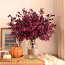 Waipfaru 15Pcs Fake Flowers Babys Breath Silk Artificial Flowers Gypsophila Bouquets Bulk Real Touch Fall Stems for Fall Thanksgiving Autumn DIY Floral Arrangement Table Centerpieces, Wine Red