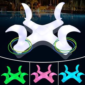 Tepoal Inflatable Pool Ring Toss Games Toys with Colorful Lights, Floating Solar Powered Moon Swimming Pool Toys with 6 Pcs Rings, Toddler Pool Floats Water Game for Kids Adults Summer Pool Party