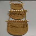 Lawei 3 Tier Hanging Fruit Basket, Wall Hanging Vegetable Fruit Baskets Cotton Woven Storage Baskets for Organizing, BOHO Wall Basket Decor, Over the Door Organizer for Kitchen, Bedroom, Bathroom