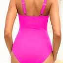 Daci Neon Pink Women Tummy Control One Piece Swimsuit - Ruched Bathing Suit Full Coverage Slimming V Wired Swimwear 2025 M (Pink)