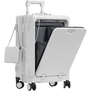 Nobl Travel Carry on Luggage, Zipperless Aluminum Frame, TSA Locks
PC Hard Shell Suitcase, Airline Approved, 360° Spinner Wheels, USB Charging Port, Cup & Phone Holder, 22.5x15x9.5, Ivory