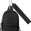 Babysun Mini Backpack Keychain Wristlet Pouch Small Change Coin Purse Cute Zipper Wallet With 3 RFID Card Slots For Women/Men Airpods Cosmetics (Black)