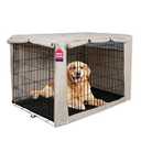 HiCaptain Dog Crate Cover 48.0" L x 30.0" W x 33.0" H with Breathable Mesh, Durable Heavy Duty Kennel Cover, Dual Zippered Panels, Windproof Waterproof UV-Resistant(Beige)