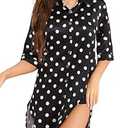 Anjue Satin Sleepshirt Women Comfy Nightgowns Soft 3/ 4 Sleeve Button Down Sleepwear Satin Nightgowns for Women Size S