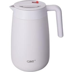 GiNT 54Oz/1.6L Thermal Coffee Carafe Wide Mouth - Double Wall Vacuum Insulated Stainless Steel Beverage Dispenser with Safety Lock | 12H Hot & 24H Cold Retention (White)