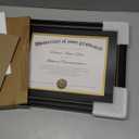 Upsimples 11x14 Diploma Frame with High Definition Glass, Display 8.5x11 Certificate with Black over Gold Mat, Degree Document Frame for Wall and Tabletop, Black with Gold Beads, 1 Pack