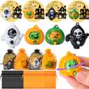 CY2SIDE 24 Pack Halloween Pumpkin Ghost Face-Changing Toys with Greeting Cards for Kids Classroom Exchange, Haunted House Trick or Treat Gift Cards and Halloween Keychains Gifts Ornament Party Favors
