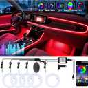 5 in 1 Car Led Strip Lights with App Control, RGB Colors Interior Car Lights, Ambient Led Lighting Kit, 4 Light Flashing Modes, USB Neon Accessories for Doors, Center Console
