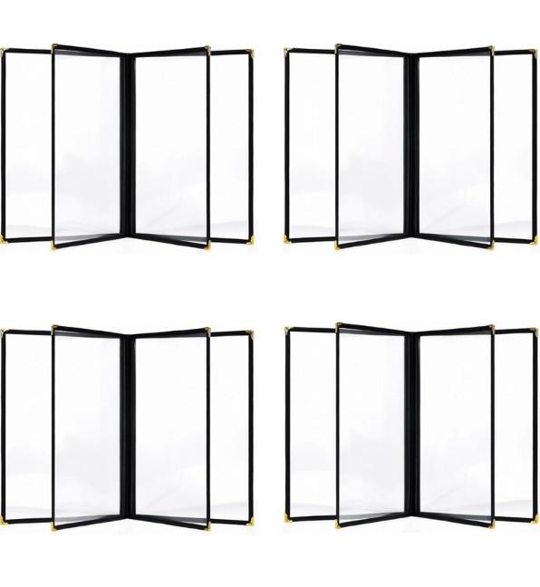 Clear Restaurant Menu Covers, Letter Size Holders with Double Panels, Metal Corners (8.5 x 11 in) (4)