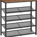 VASAGLE Shoe Rack for Entryway, 5-Tier Shoe Rack Organizer with Storage Shelves and Spacious Top, Freestanding, Adjustable, Industrial, Rustic Brown and Ink Black ULBS038B01