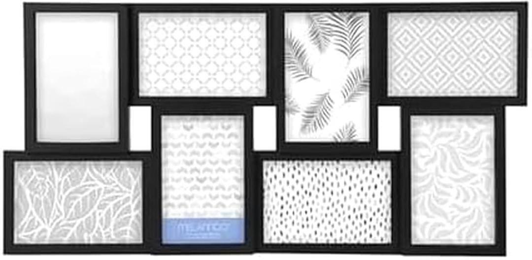 MELANNCO 24 x 12 Inch 8 Opening Photo Collage Frame, Displays Four 4x6 and Four 6x4 Inch Photos, Black