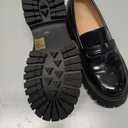 Women‘s Chunky Penny Loafers, Platform Lug Sole Slip On Business Casual Shoes, Patent Leather Comfortable Work Dressy Ladies Loafers