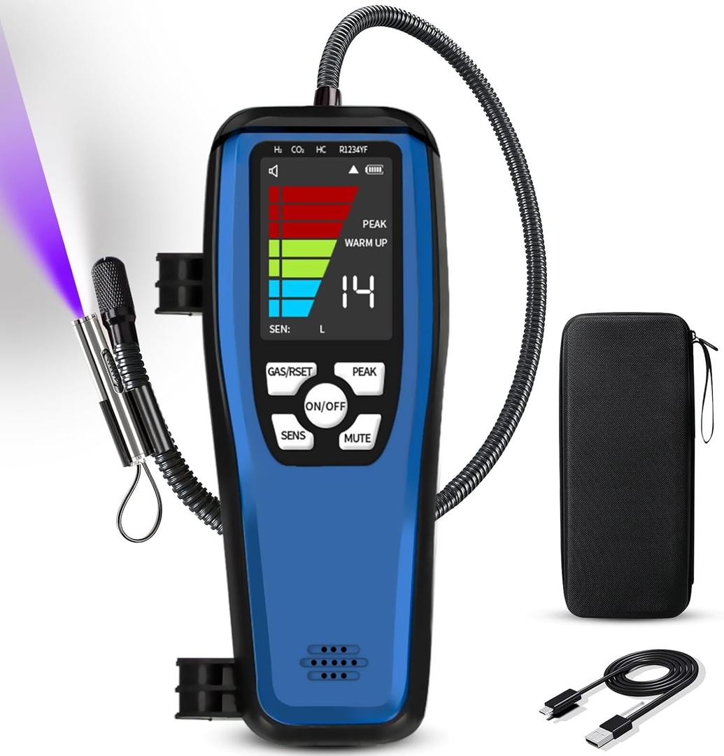 Refrigerant Leak Detector, Aprvtio ALD-200 3-in-1 Freon Leak Detector Tester A1 A2L A3 Refrigerants Compatible, Rechargeable, Multipule Alarm, Heated Diode Sensor for HVAC R32 R454B R410A R134A R290