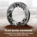 Automatic Burr Coffee Grinder - Flat Burr Coffee Beans Grinder with 17 Adjustable Settings for Espresso & French Press, Compact Electric Grinder with 7oz Large Hopper, Removable Burr, Black