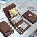 Airtag Wallet for Men,with Cash Pocket 2 ID Window 10+ Cards,Metal Case Smart Slim Pop Up Credit Card Holder Flip with Magnetic Closure RFID Blocking Trifold Leather wallet with Gift Box