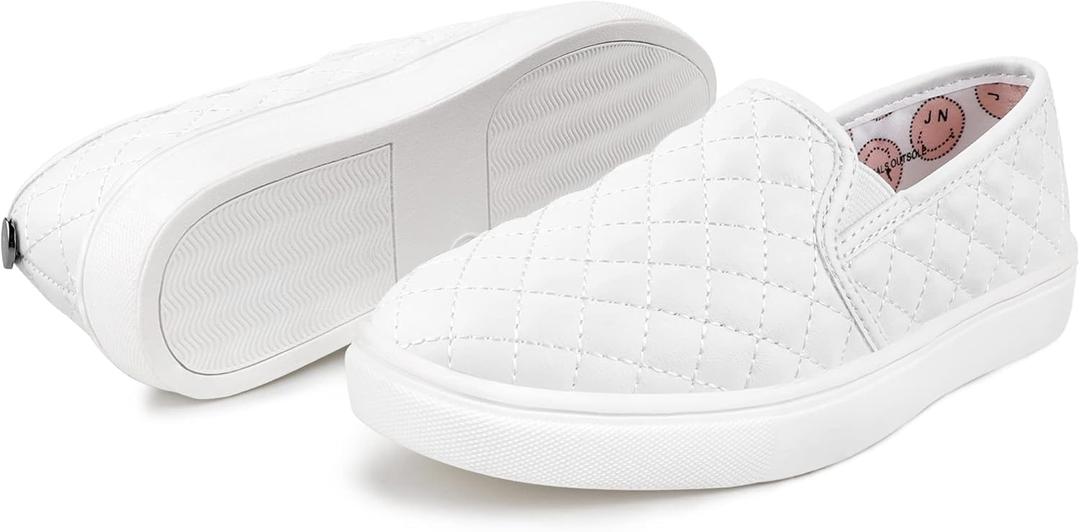 Tuboom Sneakers for Girls Slip On Shoes Little/Big Kid Comfort Low Top Fashion Tennis/Walking Casual Sneakers for Kids, Size 2