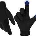 Thermal Touch Screen Gloves, Windproof Anti-Slip Winter Running & Cycling Sports Gloves, Snug Fit for Men & Women (Black)