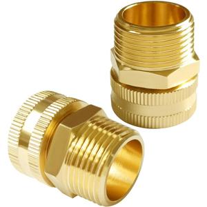 Joywayus Brass Swivel Pipe Fitting 3/4" GHT Female x 3/4" NPT Male Thread Garden Hose Threaded to Pipe Threaded Adapter (Pack of 2)
