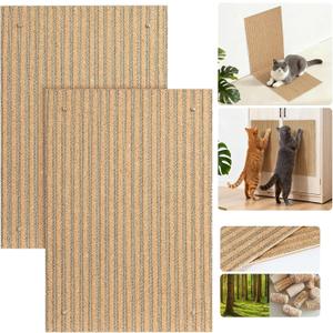 Natural Cork cat Scratch pad for Cats-cat Scratching Posts-cat scratchers for Indoor Cats-cat Scratcher Furniture for Wall & Floor - Natural Cork & Cardboard Blend, No Mess Splinters Easy Clean-2-Pack