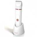 OLOV Electric Body Hair Trimmer - Groin Trimmer for Men - Bikini Trimmer Women - Wet/Dry Shaver Groomer, Replaceable Ceramic Blade Heads, USB Recharge Dock, Waterproof Hygiene Razor, White (Rose Gold  White)