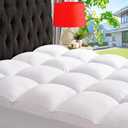 ABENE King Size Mattress Topper for Back Pain Relief, Extra Thick Mattress Pad Pillowtop, Soft Plush Mattress Cover Bed Topper with Deep Pocket, Overfilled Down Alternative Filling, White