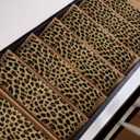 Leopard Print Stair Treads for Wooden Steps Indoor Runner Rug Carpet, Brown Yellow Retro Animal Fur Pattern 15 Pieces Peel and Stick Staircase Step Treads Covers Washable Throw Door Mats, 30"x8"