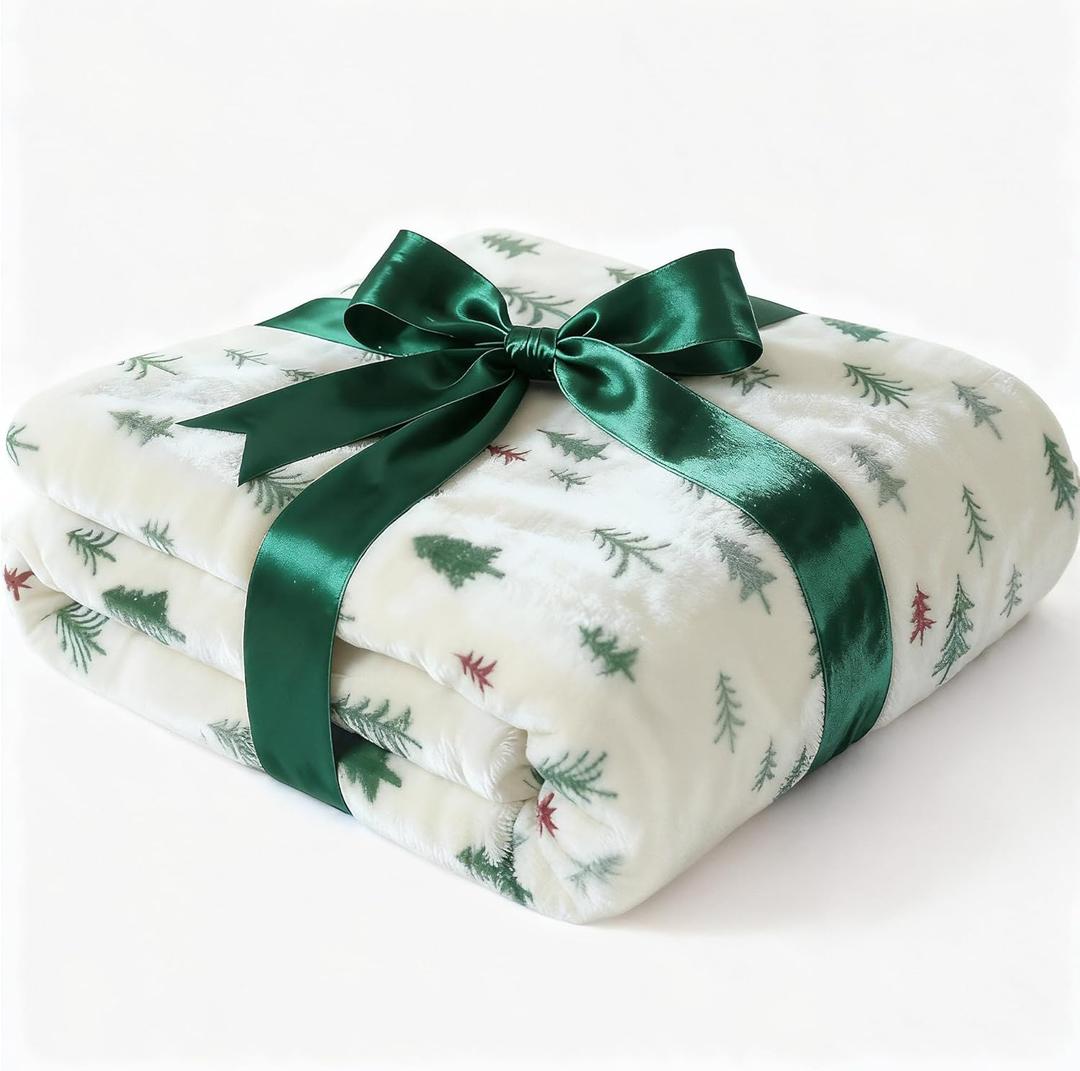 Ultra Soft Fleece Blanket Throw Size - Christmas Flannel Fleece Luxury Throw Blanket - Lightweight Throw for Couch, Bed, Chair - Warm & Breathable - Cozy Microplush Bedding - Christmas Trees