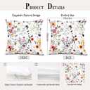 2 x Colorful Floral Botanical Pillow Covers 18x18, Flower Floral Room Decor, Rustic Cottagecore Wildflower Plants Decorative Throw Pillow Covers for Bedroom Living Room Home Office (Colour 05)