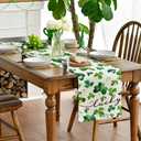 Artoid Mode Shamrock Lucky St. Patrick's Day Table Runner, Seasonal Spring Holiday Kitchen Dining Table Decor for Home Party Decor 13x90 Inch