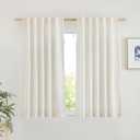 NICETOWN Linen Curtains 48 inches Long, Rod Pocket & Back Tab Flax Linen Weave Window Treatments Privacy with Light Filtering for Bedroom/Farmhouse, Natural, W42 x L48, 2 Panels