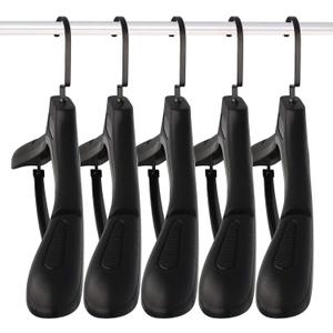 DEDU Suit Hangers for Men 15 Pack, Jacket Hangers Plastic Extra Wide Shoulder 17.7" No Bumper Portable,Heavy Duty with Pant Bar for Suit, Pant, Sweater, Coat and Sport Clothe (Black)