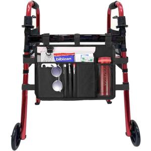 Walker BagBasket with Cup Holder Suit for Adult Folding Walkers Rollator Organizer Carry Storage Pouch Water-Resistant Armrest Accessories for Seniors, Elderly, Handicap