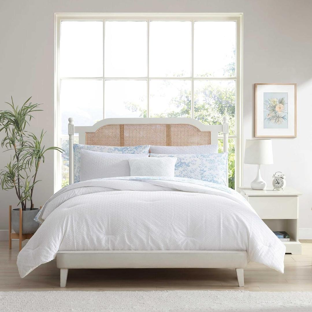 Laura Ashley - King Comforter Set, Super Soft Bedding with Matching Shams, Includes Bonus Sheet Set & Decorative Pillow, Floral Room Decor (Quartet Pink, King), Twin Extra Large , Margaret White