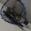 Telescoping Metal Lock Fishing Net Blue Aluminum Alloy Rubber Fish Net - Adjustable Length Lightweight Foldable Large Fishing Net with Handle Collapsible Extendable Fishing Accessories (Blue:3-section pole|length:63.7")