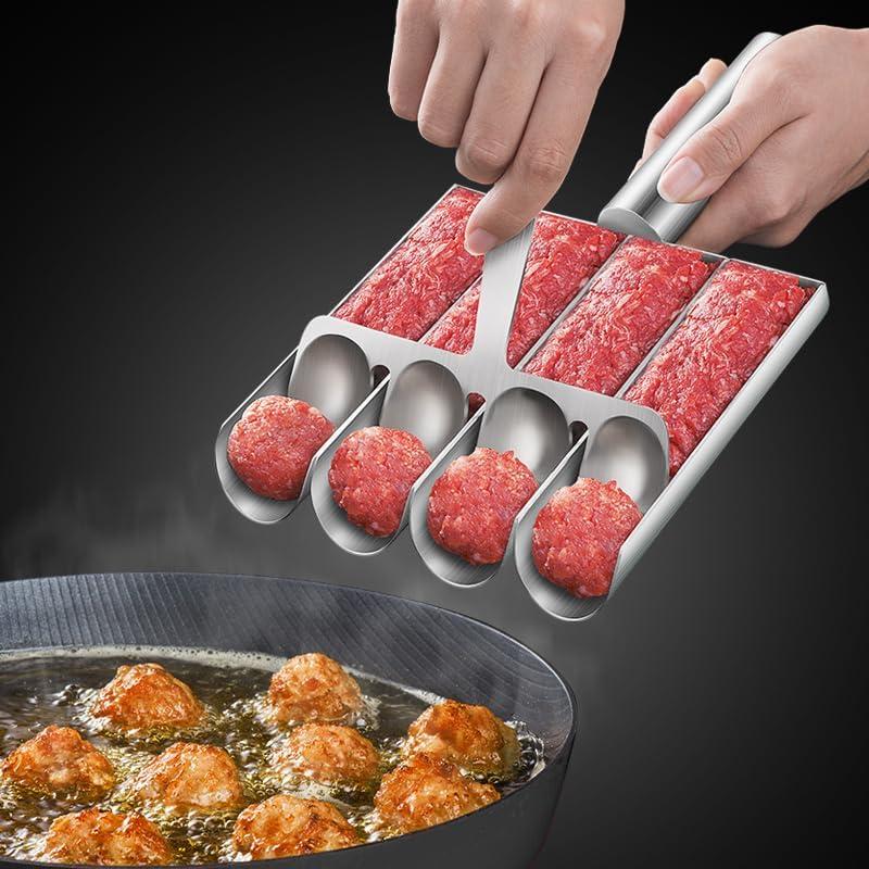 Stainless Steel Meatball Maker - Creative Kitchen Quadruple Meatball Maker for Meatball Lovers