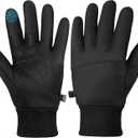 Moon Kitty Mens Lightweight Running Gloves Winter Waterproof Cold Weather (Small, Black)