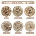 SARLA 2PCS Messy Hair Bun Hair Pieces Wavy Curly Synthetic Updo Fake Scrunchies Ponytail Extension for Women Sand